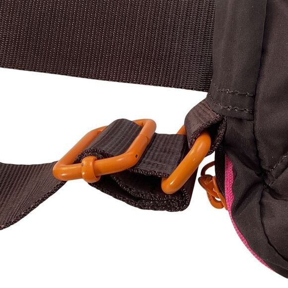 GANNI Quilted Recycled Tech Fabric Festival Bag Mole Dark Brown Pink Orange - Picture 10 of 12